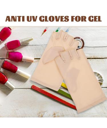 Lurrose 1 Pair nail gloves nail light nail lamp light protection glove UV gloves for gel manicures fingerless UV gloves fingerless gloves Nail supplies spandex Miss Beige - Buy Online on GoSupps.com
