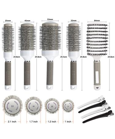 Boar Bristle Round Brush Set for Blow Drying - Vented Curved Detangling Brush with Ceramic & Ionic Technology for Smooth, Frizz-Free Hair - Ideal for Curling & Straightening - Buy Online on GoSupps.com