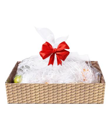Star Online Christmas Hamper Kit Make Your Own Empty Gift Box with Ribbon Tissue & Cello Wrap Large/Medium Perfect For Personalised Gifts (Medium)