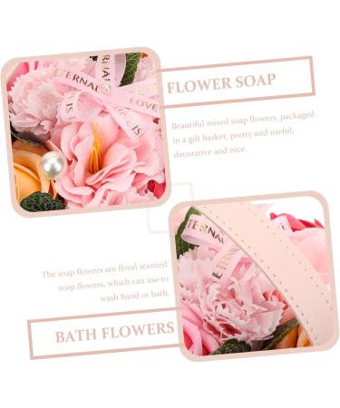 DOITOOL Box Portable Basket Rose Bouquet Bath Soap Plant Essential Oil Soap Rose Petal Soap Soap Decorative Soap Romantic Soap Miss Pink Cosmetic Ribbon - Buy Online on GoSupps.com