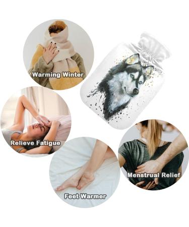 NAANLE 2L Hot Water Bottle - Watercolor Husky Design for Pain Relief & Heat Therapy | Transparent Hand Warmer & Bed Companion - Buy Online on GoSupps.com