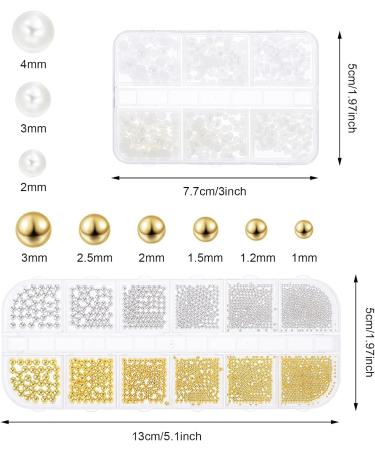 Yuxianlb Nail Art Charms - 2 Boxes of Flat Back Pearls Gold & Silver Nail Stones Perfect for Nail Designs - Buy Online on GoSupps.com