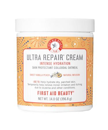 First Aid Beauty Ultra Repair Cream Intense Hydration Moisturizer for Face and Body - Sweet Vanilla Peach  14 oz.