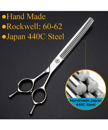 Moontay Professional 7.0 Dog Grooming Chunkers Scissors - Japan 440C Stainless Steel 35 Teeth Upward Curved Thinning Shears for Pet Groomers | 7.0 inches - Buy Online on GoSupps.com