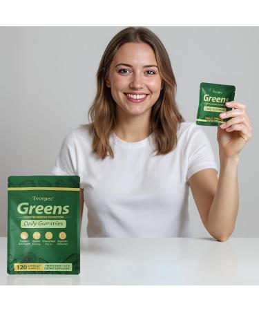 Greens Daily Gummies, Superfood Fruits and Veggies Blend with Spirulina, Chlorella, Prebiotics & Fiber, Adaptogens Multivitamin Supplement for Digestive Health, Non-GMO, 120 Count 120 Count (Pack of 1) - Buy Online on GoSupps.com