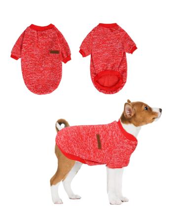 Warm dog sweater dog sweater for small medium dogs hoodie fleece dog hoodie winter puppy sweater dog coat clothing soft pet cats sweater for Corgi bulldog bichon (2xl/45cm red) 2xl 45cm red