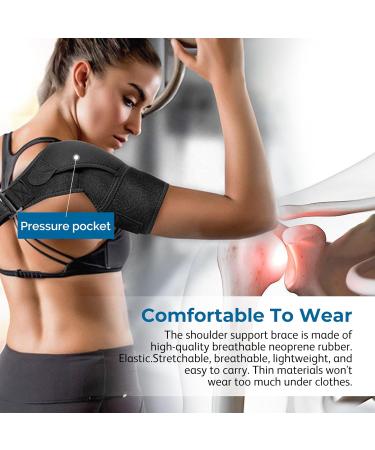 Heagimed Men's Adjustable Neoprene Shoulder Support Brace with Pressure Pad - Rotator Cuff Pain Relief & Injury Prevention - One Size - Buy Online on GoSupps.com