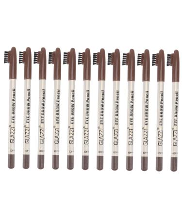 Outanaya 12pcs Eyebrow Pencil with Brush Eyebrow Pen Brow Pen Brush Eyebrow Pencils Plastic Coffee