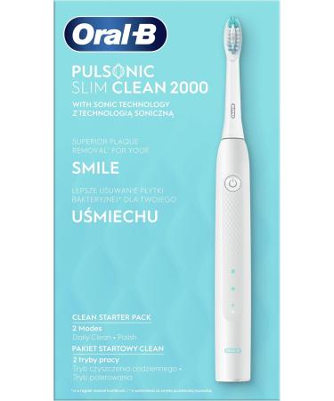 Buy Oral-B Pulsonic Slim Clean 2000 Sonic Toothbrush - White | Braun Battery Toothbrush with Pulsonic Clean Tip | International Shipping Available - Buy Online on GoSupps.com