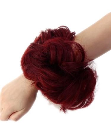 JJstar Messy Hair Bun Scrunchie Wine Red - Curly Wavy Chignon for Women and Girls - Synthetic Hair Accessories - Buy Online on GoSupps.com
