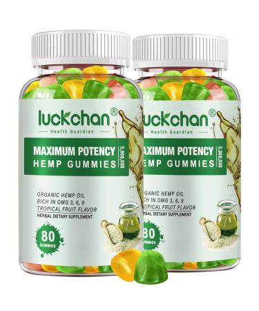 (2 Packs) Hemp Gummies High Potency for Sleep Pain Anxiety - Advanced Extra Strength Supplement with Pure Hemp Oil Extract - 100% Natural H mp Gummy for Adults