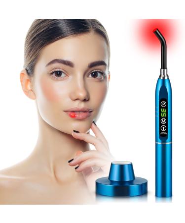 Red Light Cold Sores Fever Blister Canker Sore Mouth Sore Relief Nose Ear Knee Hands Joint Muscle Handheld Near-Infrared Red Light Device for Body Face (Blue3)