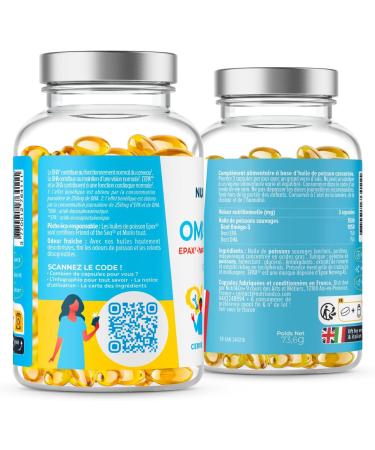 NUTRI & CO Omega 3 EPAX Wild Fish Oil High Concentration EPA DHA & Vitamin E - Sustainable Peach & Pure Fish Oil 120 Anti-Oxidation Capsules Made in France - Buy Online on GoSupps.com
