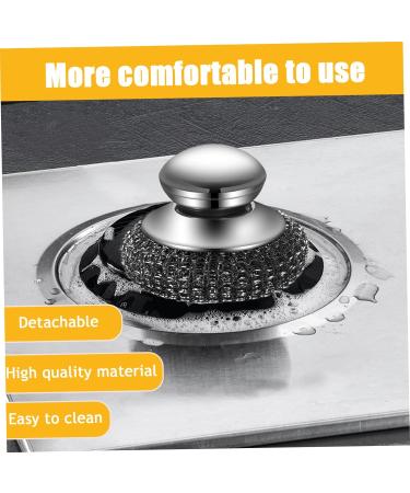Stainless Steel Scrubber 2Pcs Metal Scourer with Handle Hand Caring Replaceable Kitchen Cleaning Brush for Dishes Pan Pot Stove Plate - Buy Online on GoSupps.com