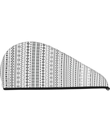Boho Triangle Stripes Coral Velvet Dry Hair Cap | Quick-Dry Hair Towel Wrap for Men & Women | Ideal for Travel & Home - Buy Online on GoSupps.com