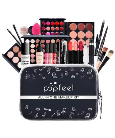 Jascherry 28-Piece Portable Makeup Case Set for Women Complete Travel Cosmetics Kit with Eyeshadow Palette Lipstick and Brushes - Perfect Gift for Women and Girls - Buy Online on GoSupps.com