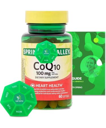 Rapid-Release CoQ10 100 mg 60 Softgels with Bundle Exclusive Vitamins & Minerals - A to Z - Better Ligth&Spring Guide + Weekly Pill Organizer (3 Items)
