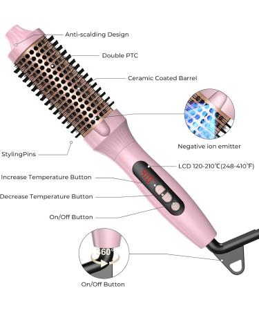 Thermal Brush 1.5 in Volumizing Brush Curling Iron Heated Curling Brush Ceramic Tourmaline Ionic Curling Comb Dual Voltage Travel Curling Iron with Brush LCD Display 10 Temperatures Heated Round Brush Pink - Buy Online on GoSupps.com