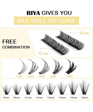 Riya Lash Clusters DIY Eyelash Extensions | 240 Clusters, 30D Curl, Wispy Volume | Individual Eyelash Extensions for At-Home Use - Buy Online on GoSupps.com