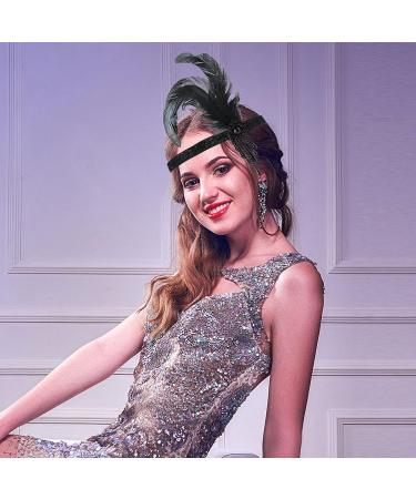 WLLHYF Feather Flapper Headpiece | 1920s Black Rhinestone Headband for Women | Gatsby Party Hair Accessory - Buy Online on GoSupps.com