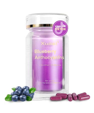 Blueberry Anthocyanins Capsules - Blueberry 10:1 Extract Premium NAD+ Supplement with Anthocyanin & Lutein for Anti-Aging Support - Eye Vitamins Boosting Vision & Cellular Health Vegetarian 60 C