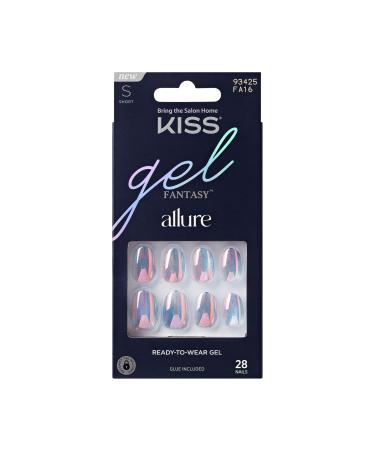 KISS Gel Fantasy Press-On Nails Nail glue included 'Change Chance' Silver Short Size Oval Shape Includes 28 Nails 2g glue 1 Manicure Stick 1 Mini File