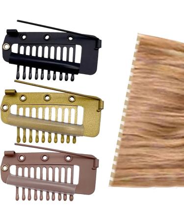 3/4 Hair Chunni Clips With Safety Pin - Easy To Use Hair Extension Clips Metal Snap Clips | Dupatta Clips Hair Extension Wig Clips 10 Teeth Snap Comb Clips For Hijab & Tikka Setting Wig Clips 3 Colors - Buy Online on GoSupps.com