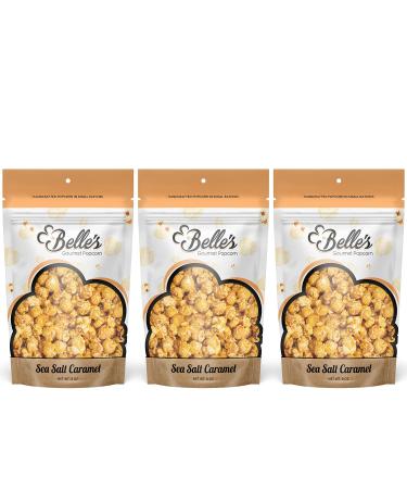 Belle’s Gourmet Popcorn: Sea Salt Caramel Gourmet Popcorn Snack 3 Pack | Non GMO snack food for Kids Snacks, Snacks for Adults, Movie Snacks, Food Gifts | Made w/ USA Grown Fresh Corn Sea Salt Caramel 12 Ounce (Pack of 3)