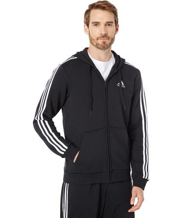 adidas Men's Essentials Fleece 3-Stripes Full-Zip Hoodie - Large Black - Buy Online on GoSupps.com