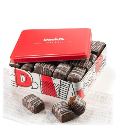 David's Cookies Chocolate Covered Brownie Bites in Gift Tin  Delicious Mini Brownies With Rich Dark Chocolate Glaze  Yummy Brownie Morsels Make Gourmet Desserts Gift For Special Occasions Brownie Bites Tin