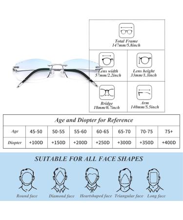 Men's Frameless Tinted Reading Glasses | Blue Light Filter | Titanium Frame | 3.5x Magnification | Stylish & Durable - Buy Online on GoSupps.com