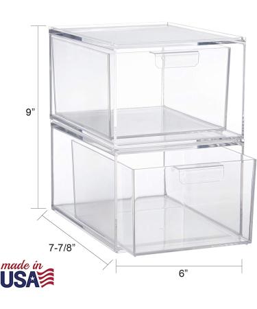 STORi Audrey Stackable Clear Plastic Organizer Drawers 2-Piece Set - 4.5 Tall | Organize Cosmetics and Beauty Supplies | Made in USA - Buy Online on GoSupps.com