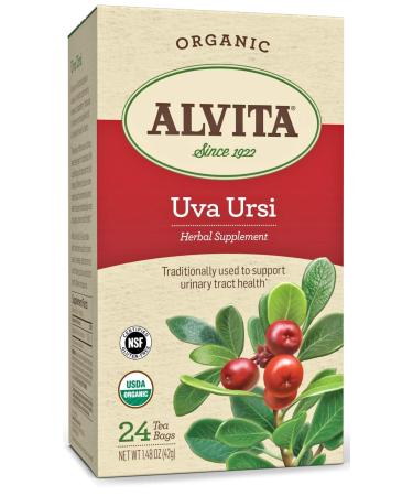 Alvita Organic Uva Ursi Herbal Tea - Made with Premium Quality Organic Uva Ursi Leaves, With Rich Honey Color and Unique Earthy Flavor and Aroma, 24 Tea Bags 24 Count (Pack of 1)