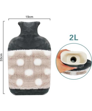 Hot Water Bottle with Kangaroo Pocket - 2L Grey Bed Bottle for Adults & Kids | Warmth & Comfort - Buy Online on GoSupps.com