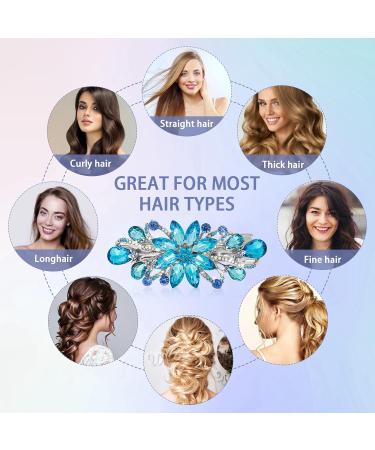 WLLHYF Flower Hair Clip - Vintage Rhinestone Barrette for Women & Girls (Sky Blue) - Buy Online on GoSupps.com