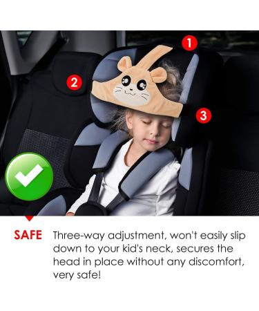 MINGZE Baby Child Car Seat Head Support - Adjustable Safety Belt for Safe and Cozy Sleep Position - Brown - Buy Online on GoSupps.com