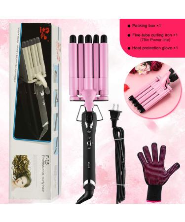 5 Barrel Hair Curling Iron - 16mm Ceramic Crimper with Adjustable Temperature & Gloves - Perfect for International Shipping - Buy Online on GoSupps.com
