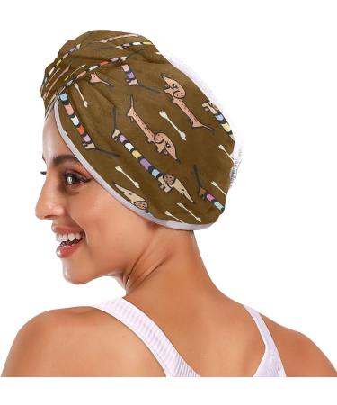 Cute Doodle Puppy Dry Hair Cap & Towel Set | Quick Drying Super Absorbent Soft & Comfortable | 2 Piece with Button Headband - Buy Online on GoSupps.com