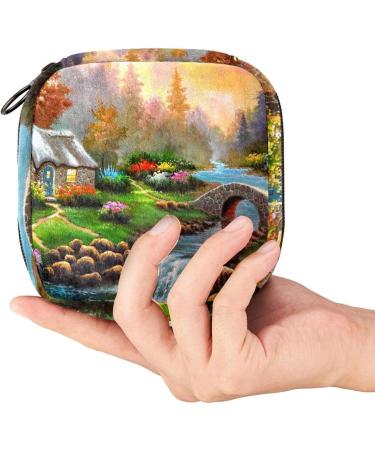 Women's Napkin Storage Bag & Menstrual Cup - Magical Village Painting & Portable Bandages for Period Care - Buy Online on GoSupps.com