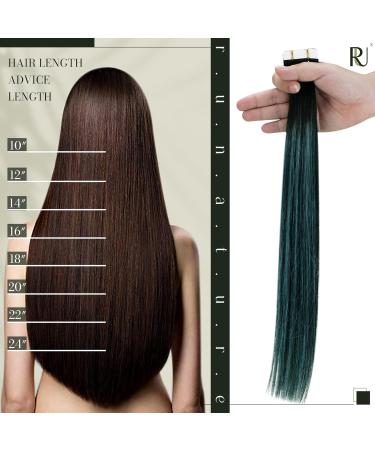 Runature Tape In Extensions | Real Hair Black & Teal 35cm | 20 Pieces 40g | Invisible Tape Hair Extensions - Buy Online on GoSupps.com
