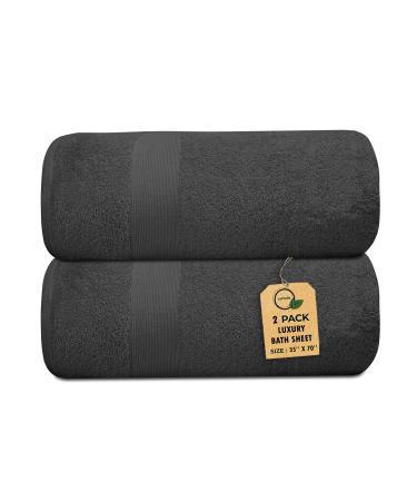 Softolle 100% Cotton Luxury Bath Sheets - 600 GSM Cotton Towels for Bathroom - Set of 2 Bath Sheets - Eco-Friendly, Super Soft, Highly Absorbent - Oeko-Tex Certified - 35" x 70" Inches (Grey) - Buy Online on GoSupps.com
