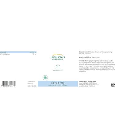 Heidelberger Chlorella Q10 Capsules - Vegan High Dose Additive-Free German Quality 60 Count - Buy Online on GoSupps.com