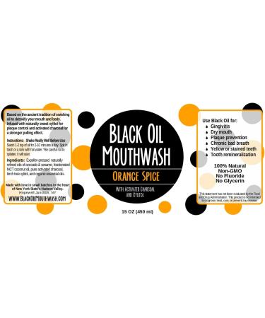 Coconut Avocado Sesame Oil Mouthwash - Sweet Orange Spice with Charcoal & Xylitol for Oil Pulling - 15 oz Glass Bottle - Buy Online on GoSupps.com