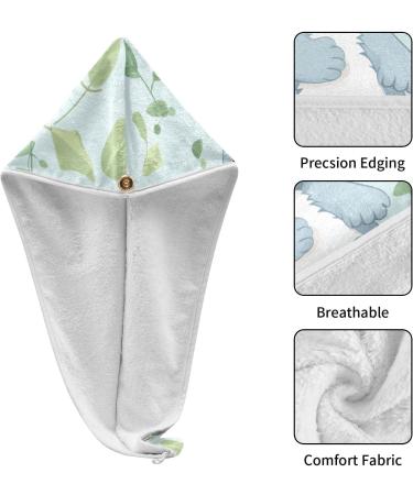 Koalas Green Leaf Hair Towel 2 Pack | Super Absorbent Quick Dry Hair Turbans for Women & Girls | Button Twisty Wrap - Buy Online on GoSupps.com