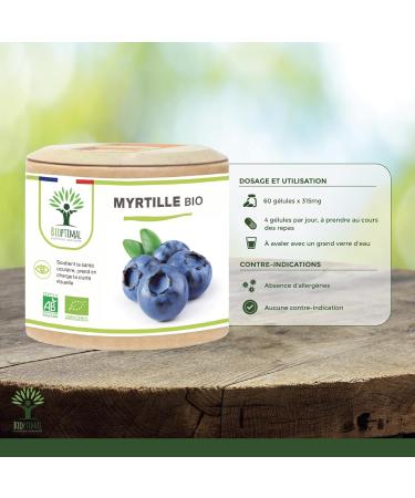 Myrtille Bio - Bioptimal - Compl ment alimentaire - Clart visuelle Yeux Antioxydant Circulation - Lut ine Z axanthine Vitamine - 240 mg par G lule - Fabriqu en France - Certifi Ecocert - 60 G lules 60 unit (Lot de 1) - Buy Online on GoSupps.com