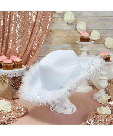 Zodaca White Cowboy Hat with Feathers - Western Felt Cowgirl Hat for Halloween Costume and Parties - Buy Online on GoSupps.com