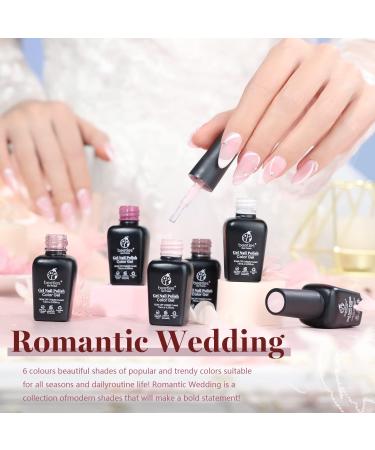Beetles Romantic Wedding Gel Nail Polish Set - 6 Colors French White, Soft Pink Glitter Bridesmaid Manicure Kit - Buy Online on GoSupps.com