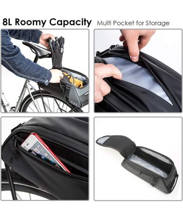 WOTOW Bike Reflective Rear Rack Bag - 8L Water Resistant Saddle Panniers for Cycling - Black - Buy Online on GoSupps.com