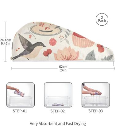 Macaroon Cupcakes Berries Hair Towels - Super Absorbent Quick Dry Turbans for Women & Girls - 2 Pack - Buy Online on GoSupps.com