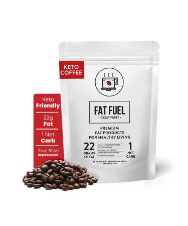 Fat Fuel Company - Keto Meal Replacement Coffee, Instant Keto Coffee Packets w/ MCT Oils, Coconut Oil, Grass Fed Butter, & Redmond Real Salt, Coffee Powder, 15 Pack Value Pack (15 Instant Packets)